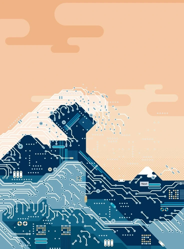 waves with orange sky